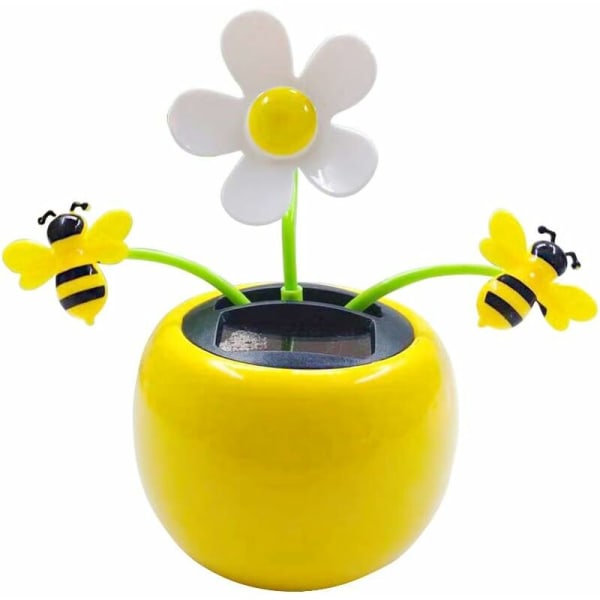 Nydelig Solenergi Danseleke Solenergi Swing Bee Blomsterpotte Bilpynt for bil Dashboard Skrivebord Kontor Hjemmedekorasjon