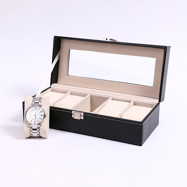 Display, Box, Watch Box, 5 fack, Julgåva, Svart