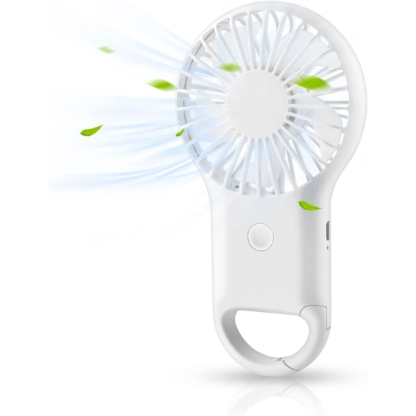 Bærbar håndventilator Mini Silent Fan (hvid), USB genopladelig med
