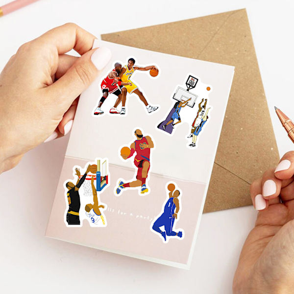 50 kpl Classic Action Basketball -tarroja NBA -sarja yhdistelmä vesipulloille Tumbler -matkatavaroille Rullalauta Puskuri Scrapbook -kuppi, lahjatarra lapsille T