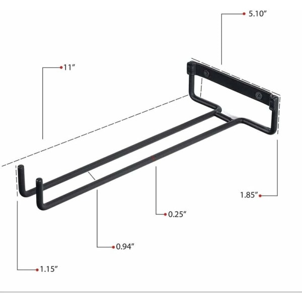 Vinhållare, 2 st vinhållare med skruvar, hängande hållbar metallvinhållare passar 4 glas för kök, bar, restaurang