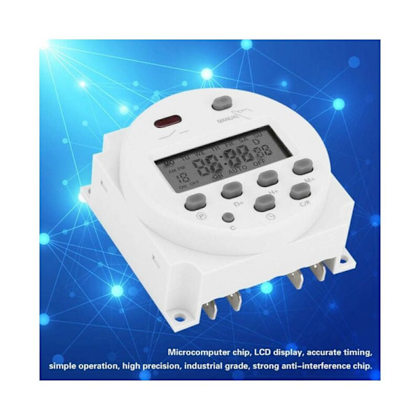 Mini LCD Digital 12V Strøm LCD Ugentlig Programmerbar Relækontakt Digital Timer Strøm Timer Kontrol med Hvid Vandtæt Dækning