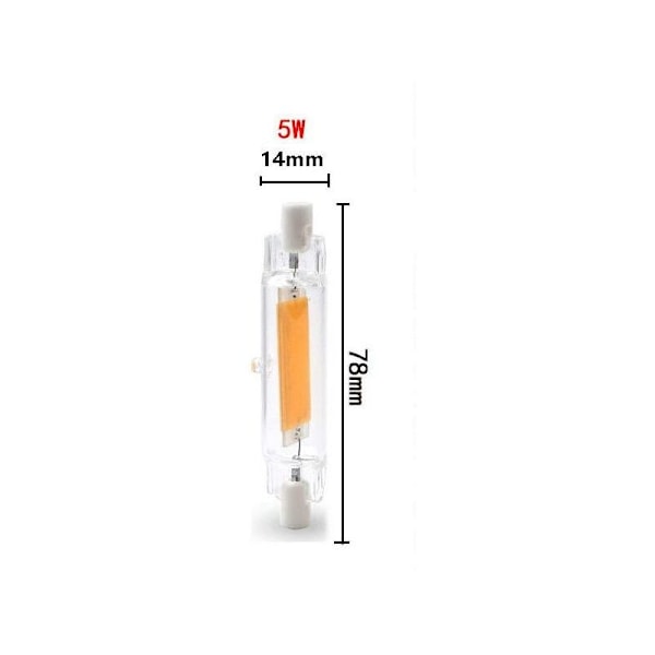 2 stk. 78mm 5W 220V R7S LED lampe Høj Lysstyrke Model COB Glas med dobbelt endelampe erstatter halogenlamper, lavt forbrug af naturligt lys