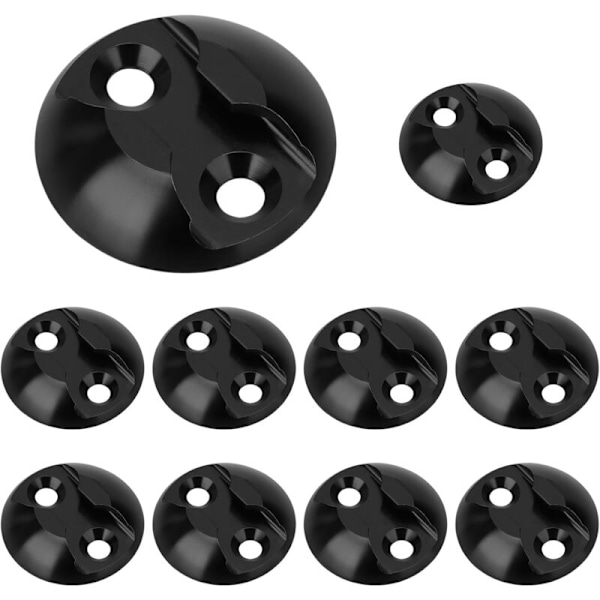 Sæt med 10 luftfartsskinne-stuvningsplader, i aluminium, til at sikre lasten, til lastbil, autocamper, dampbåd (sort, diameter 44 mm)