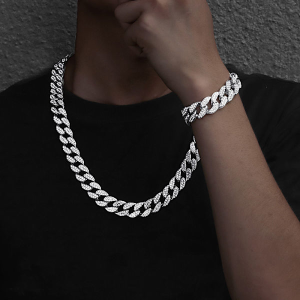 Herrkedja kubansk kedja herr tungt smycke present halsband till make, pappa, bror eller vän