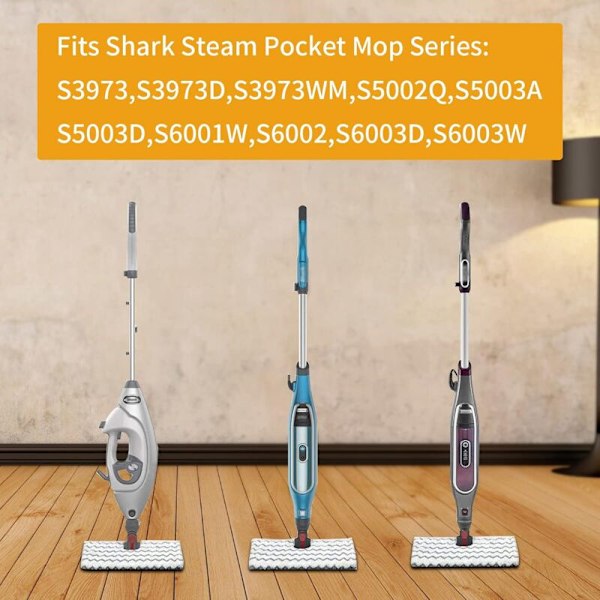 4 kpl Korvaavia moppipäitä Shark-höyrymoppiin S6003UK S6003UK S3973D, S6002, S5003D, S5002, S3973WM