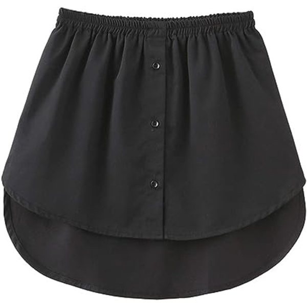 Kvinners Mini (S) Underskjørt med Knapper Innvendig Overlapp Falsk Hem Halvskjørt Falsk Todelt Hvit Kant Falsk Fôr Twill Bunn