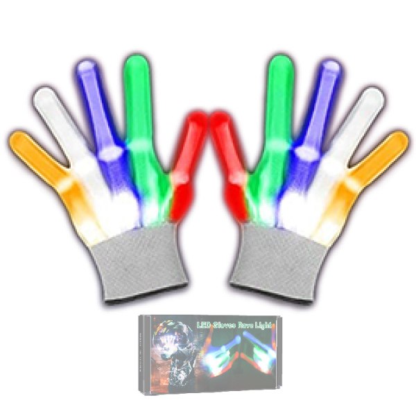 LED-handskar, LED-multifärgade blinkande handskar, blinkande skelettfärgade handskar, lysande LED-handskar, för vuxna Halloween jul födelsedagsfest