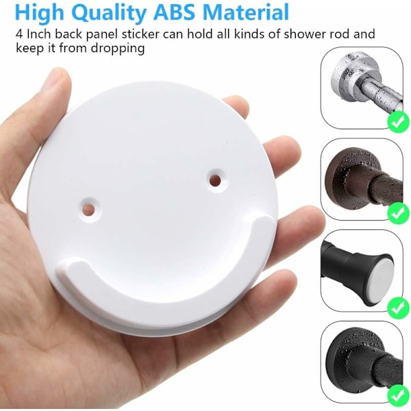 Set med 2 fäststöd för duschdraperistång, 10,2 cm i universell diameter i 3m akryl för duschdraperistång (duschdraperistång ingår ej)