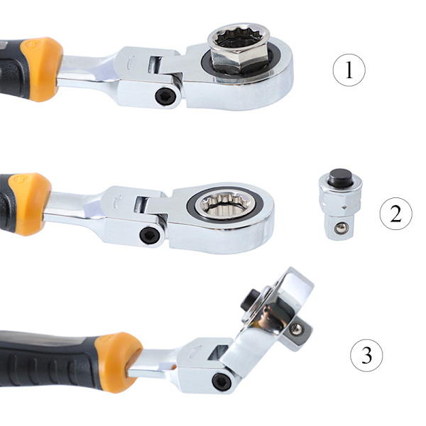 Momentnøkkel med skrallejustering, 5 deler, 1/4 tommer, 3/8 tommer, 1/2 tommer, adapter for skralle, praktisk tilbehør for håndverktøy