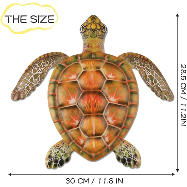 Metal skildpadde vægdekoration skildpadde vægkunst til hjem soveværelse stue kontor have hegn akvarium hav vægdekoration, grøn orange