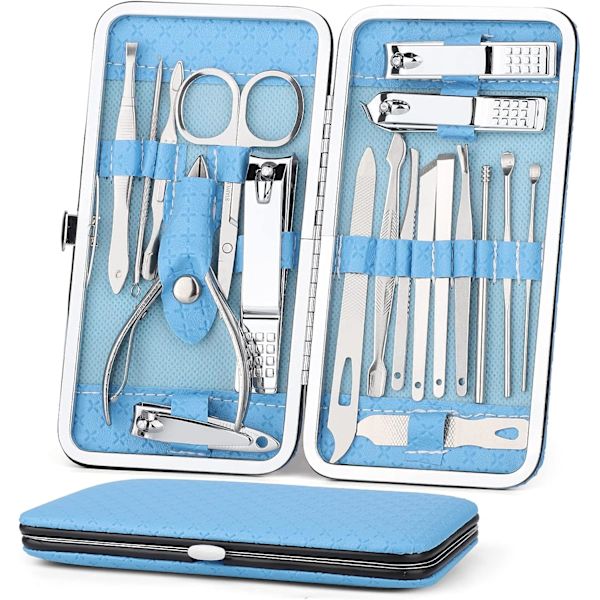 Manikyr Pedikyr Kit, 19 st Nail Clipper, Nagelsax, Hemma eller Resa Kan Bäras, Rostfria Saxverktyg, Herrar Kvinnor Manikyr Kit