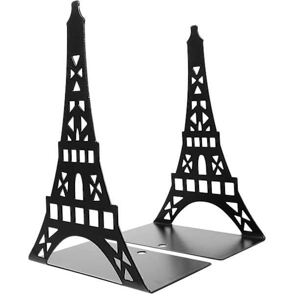 2-osainen Eiffel-tornin kirjanpidin, metalliset kirjatukit, tornin muotoinen hylly, työpöydän sisustus, järjestäjä kirjoille, elokuville, videopeleille, 21 x 14 x 9 cm