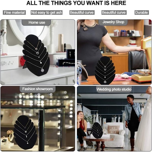 Fløjls smykke display display Sort halskæder med 5 hakker præsenterer armbånd smykkeholder 20 × 28cm til halskæde armbånd vedhæng kvinde