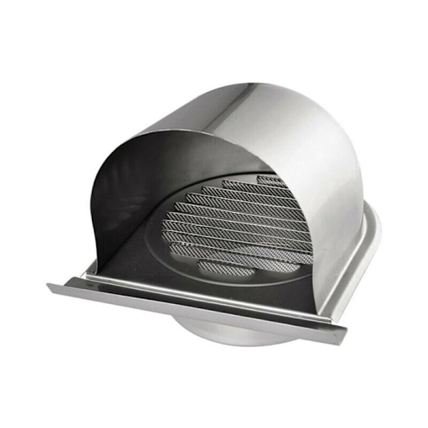 150 mm ventilationsgaller i rostfritt stål, runt yttre skorstensgaller, U-format ventilationsgaller med insektsnät, ventilationsgaller med 45° lameller