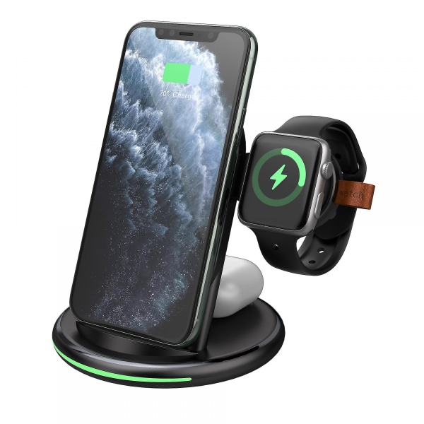 Trådlös tre-i-ett snabbladdare lämplig för Apple 13 iwatch klockladdningsbas Bluetooth headset-hållare