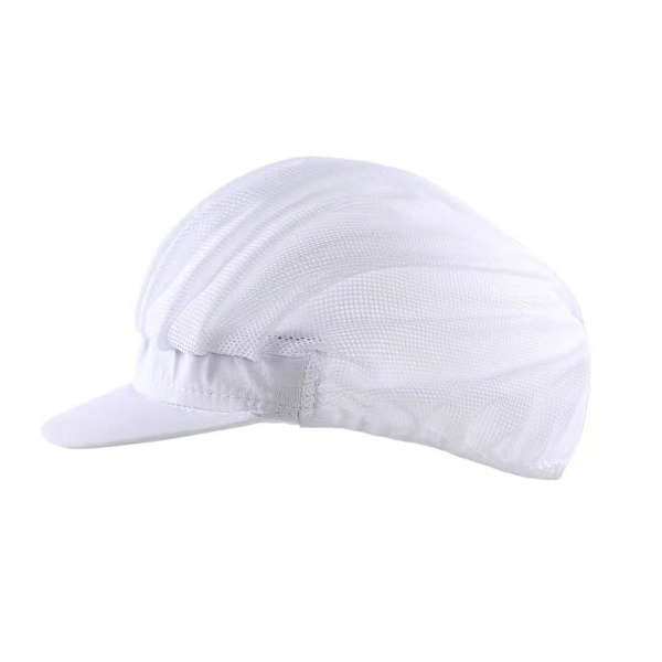 Hvid - 1 stk. Fuldåndbar Mesh Fabrik Fødevarehætte Catering Distributionsselskab Kantine Personale Hat med Elastisk Justering One Size Fits All Dus