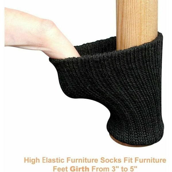 24 stk. NCLC slip-on stolebenbeskyttere til stoleben fra 2,5 cm til diameter, sort