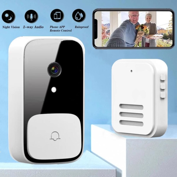 Videodørklokke - lavt strømforbrug litiumbatteri - high-definition nattesyn overvågning wifi smart dørtelefon kighul