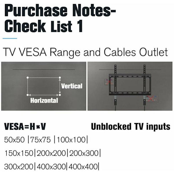 Universellt väggfäste för platt-TV med lågprofil väggfäste för 26-60 LCD/LED/LED/LED-montering/Väggmontering för platt-TV-stöd