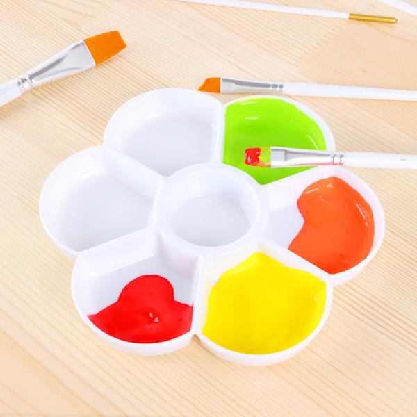 Studio 7 Well Porcelæn Maling Palet Bakke, Sæt med 4 med Æske Keramiske Palet Bakker, 17CM Blanding Bakke (Hvid, Klar, 2 Hver)