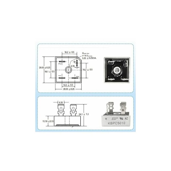 5 kpl KBPC5010 Diodit Pont Recovery 50A 1000V Yksivaiheinen Aalto 50a Elektronidiodit piireiällä, jossa 4 nastaa