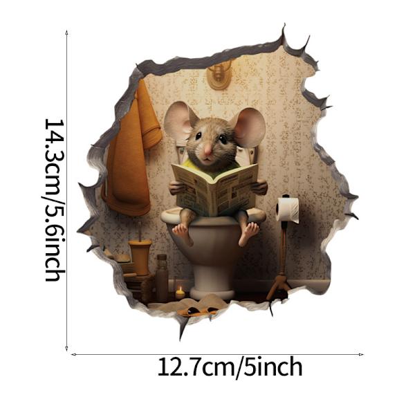 Rotta istuu vessanpöntöllä hiirenloukku-tarralla, hiirenloukku 3D-seinätarra