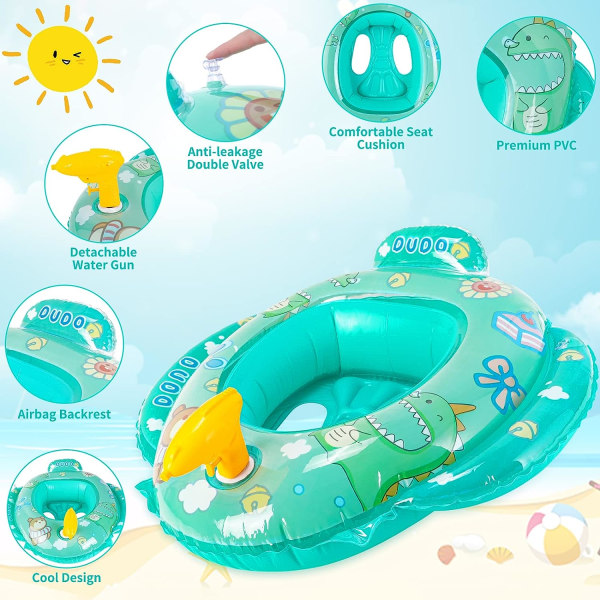 Baby Svømme Float, Oppustelig Baby Float Ring med Sæde og Vandpistol