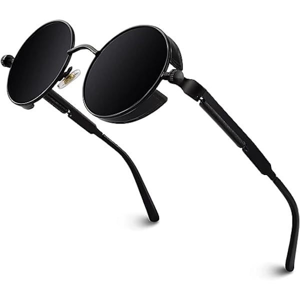 Polaroidut aurinkolasit pyöreät retro metallirunko Steampunk miehille ja naisille Unisex suojauksella
