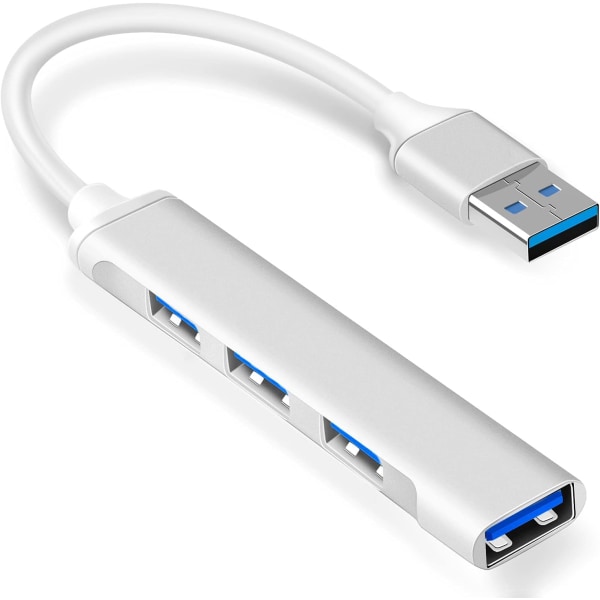 Ultra-slank 4-porters USB-hub, multi-USB-adapter, USB-splitter for PC, bærbar PC, MacBook, stasjonær PC, PS3 PS4, Xbox, Wii, XPS, mobil HDD, USB-stasjoner