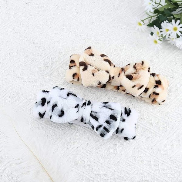 2 kappaletta keltaista leopardin fleece-elastista solmukampahihnaa meikkiin, suihkuun, kylpylään, hierontaan, joogaa ja urheiluun