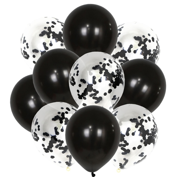 20stk svart bursdagsdekorasjonssett konfettiballonger og glad