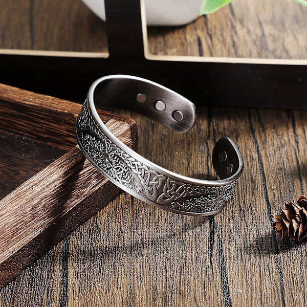 Koppar magnetiskt armband för män kvinnor koppar armband solid manschett armband med 6 magneter röd koppar magnet energi armband, justerbar storlek med Velv