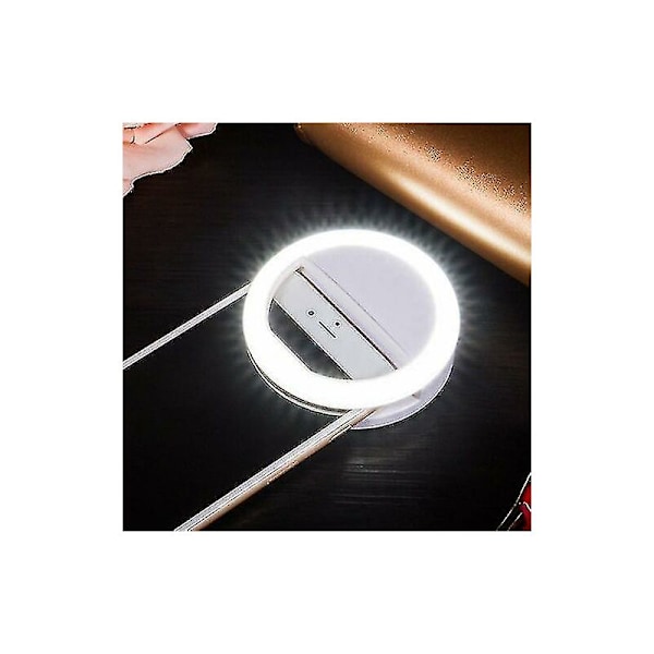 Bærbar genopladelig ring til at klippe på med 28 LED'er til fotografering, videokamera, pigemakeup
