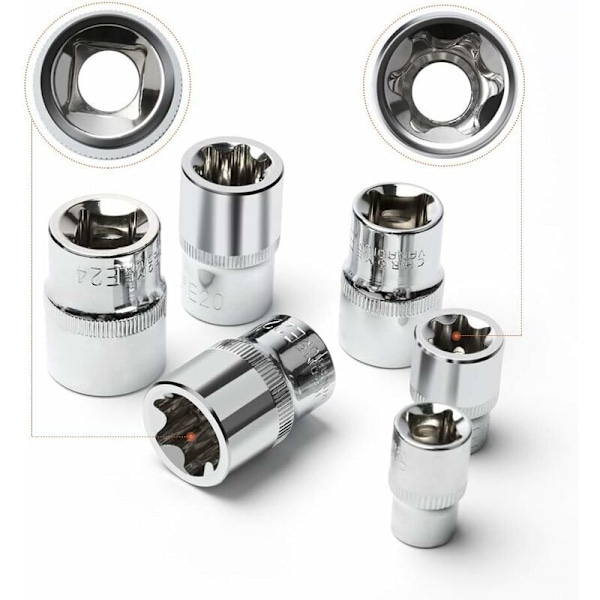 14 Torx -hylsysarja E-tyypin muotoisena, I CLACKET IS CATUILS FORMY FOR PUKS (TORX ulkoinen) E4 - E24