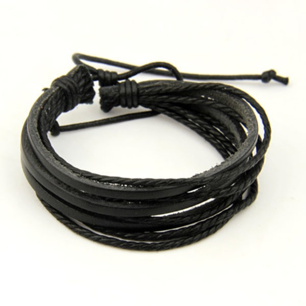 Mode Læderarmbånd Nomad Sort