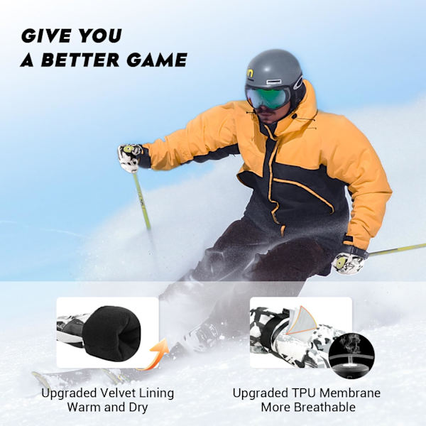 Udendørs Sports Skihandsker - 30°F Vandtætte Termiske Handsker Termiske Touchscreen Herre Vinterhandsker, Størrelse: M