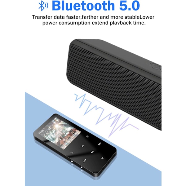 MP3-soitin Bluetooth 5.0:lla, jopa 30 tuntia musiikkia. Kannettava digitaalinen lossless-musiikki