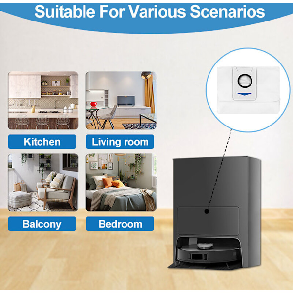 4 kpl Pölynimuripusseja Ecovacs Deebot X1 Omni / X1 e Omni / T20 Omni -imurointiasemalle, 3 litran suuri kapasiteetti, varaosat
