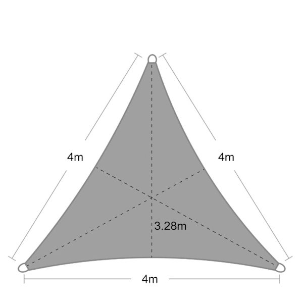 4x4x4 m HDPE Trekant Solbeskyttelse - Balkon Have Dækning Grå