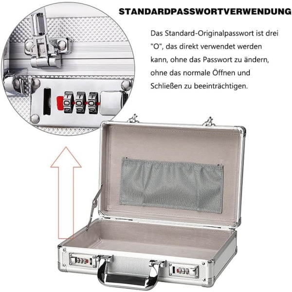 (Silver) 2-delad verktygslåda kombinationslås, bagagekombinationslås, 3-siffrig override-kod