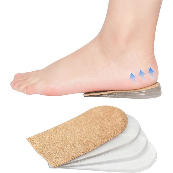 4-lags Justerbare Ortopædiske Sko Hælindsatser, Hælforhøjere Indlægssåler, Hælsporer, Achilles Tendinitis, Hæl Smerter, Hælpude Indlægssåler til Kvinder og Mænd