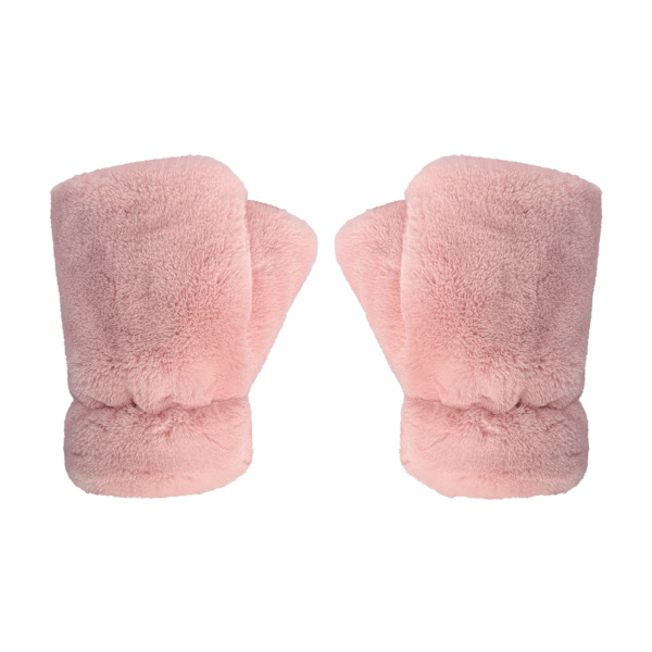 Dame Fingerless Vinter Varme Vinter Kjøring Skrive Hansker Komfortable Pels Varme Halv Finger Hansker Hånd Slitasje Myk Kunstig Pels (Rosa)