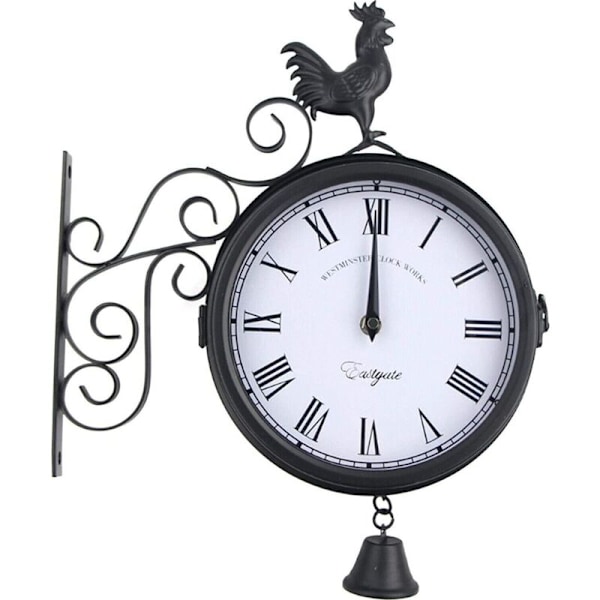 Timekeeper Haveur, Udendørs Vægur, Sort, Vintage, Vandtæt, til Have, 30 x 9 x 37 cm