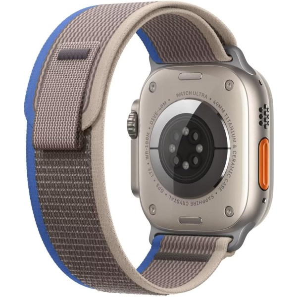 Blå med grå - kompatibel med apple watch-rem Apple 4567 Wild Trail Loopback iwatch 8Ultra Alpine nylonrem 42/44/45/49MM (metallhode)