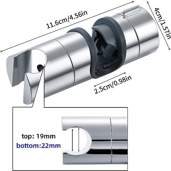 Udskiftning af brusehovedholder, justerbar, til Dia. 18–25 mm skinne, forkromet