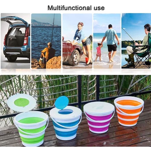 10L Vikbar Hink Plast Fiske Lock Portable Utomhus Bilrengöring Bil Palm Lock Hink, Blå Vattenhink