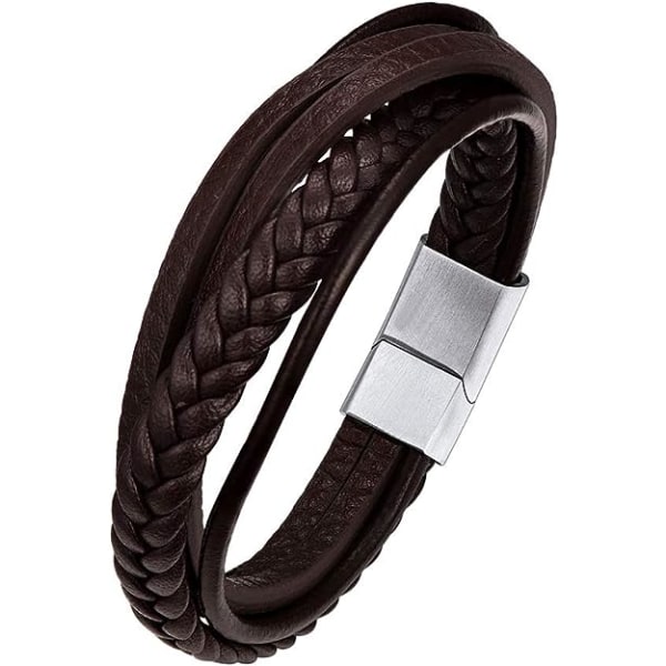 Herrarmband 21cm herr läder brun handledsband vattentätt armband pojkvän make far son jul nyår födelsedag armband present