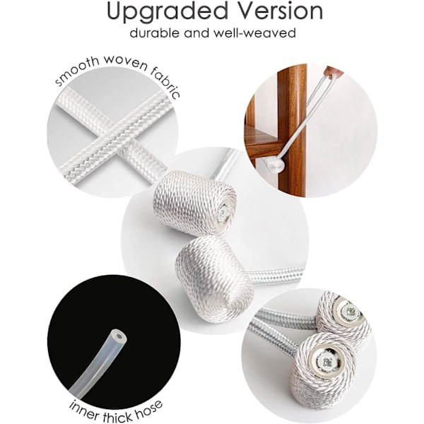 2 kappaletta (beige väri) magneettiset verhonpidikkeet suuremmalla magneetilla, 16 tuumaa, pimennys- ja läpikuultaville verhoille