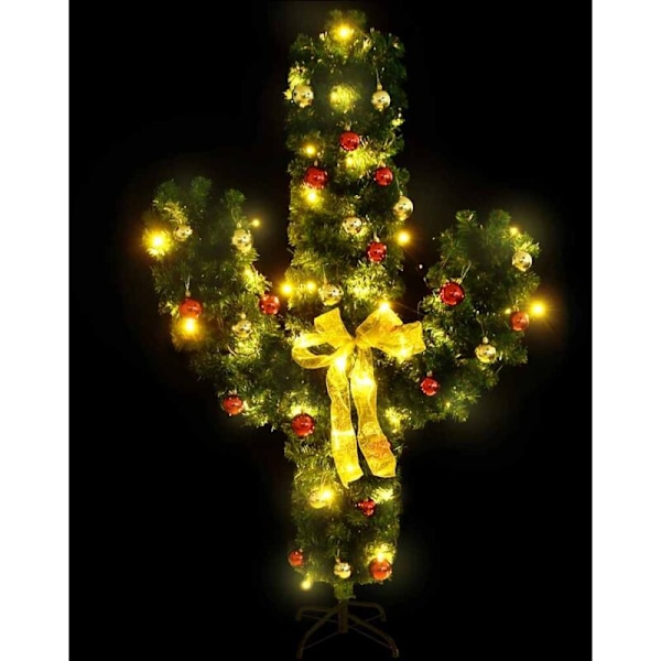 Julekaktus med stativ og LED grønn 150 cm PVC
